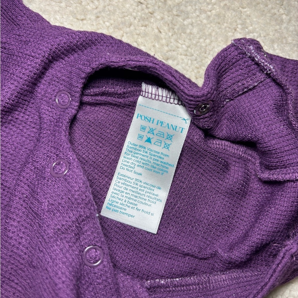 Posh Peanut Violet Waffle Knit Long Sleeve Baby Romper - Picture 10 of 10